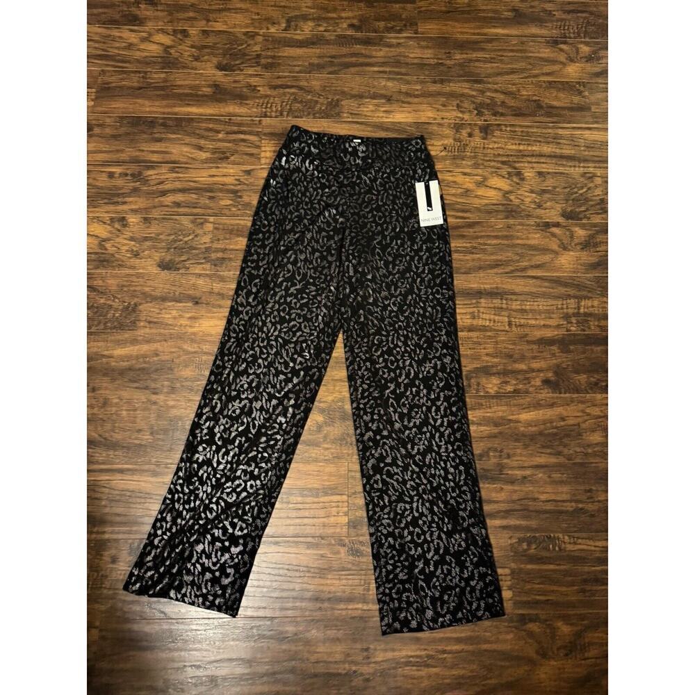 Nine West Wide Leg Dress Pants Womens Silver & Black Sz:XS